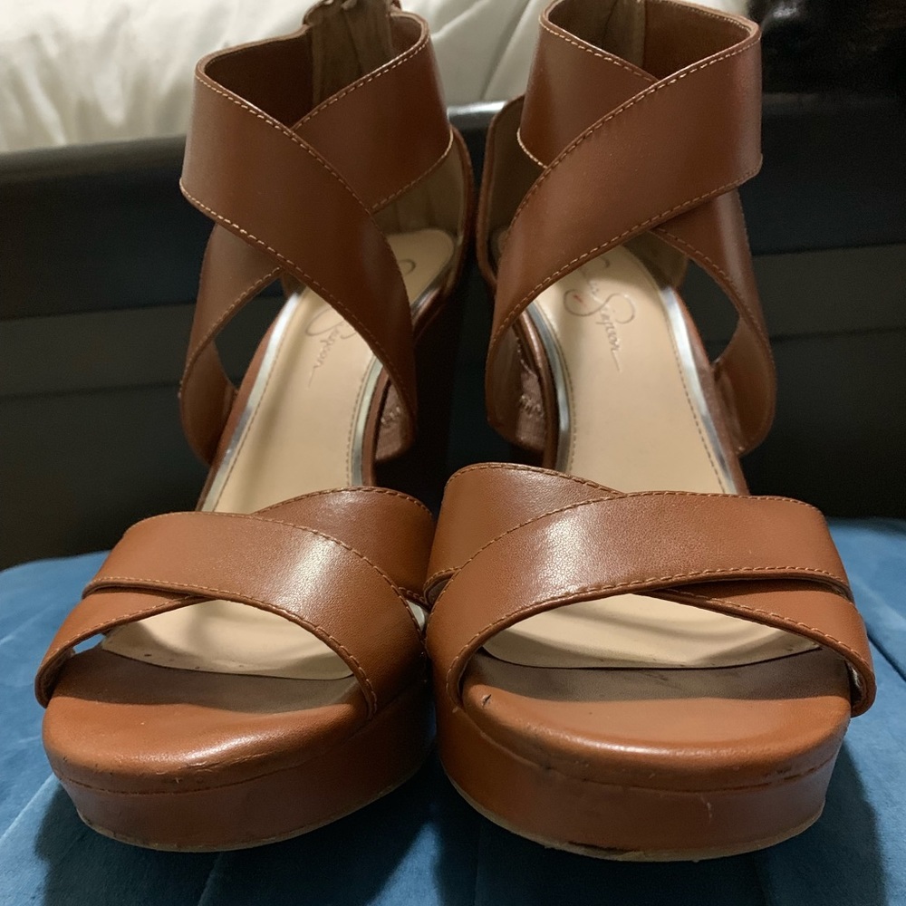 Jessica Simpson Sz. 10 leather wedges - Picture 4 of 5